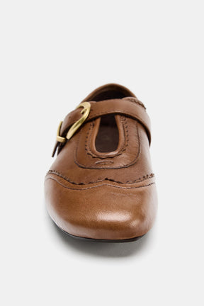 LEATHER BROGUE BALLERINAS