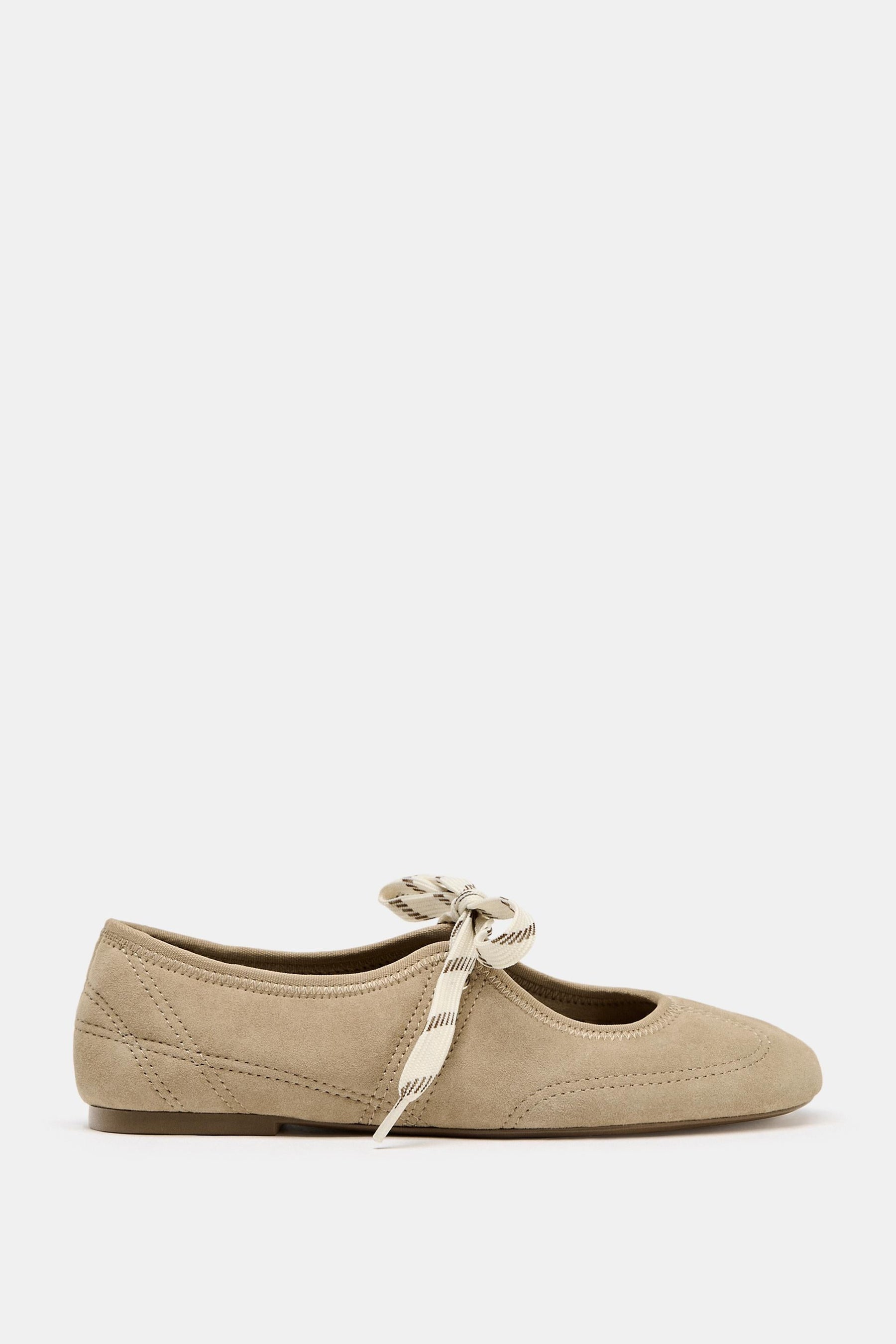 Suede Lace-Up Ballerinas