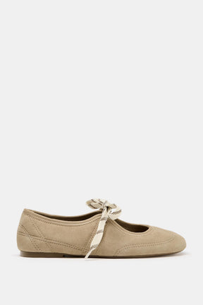 Suede Lace-Up Ballerinas