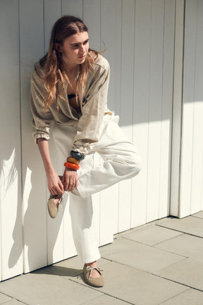 Suede Lace-Up Ballerinas