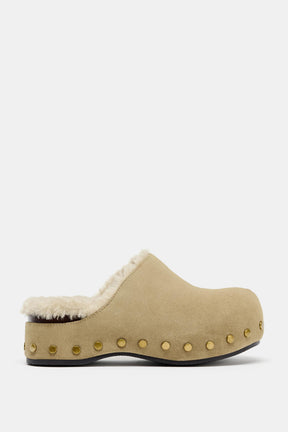 STUDDED SUEDE CLOGS