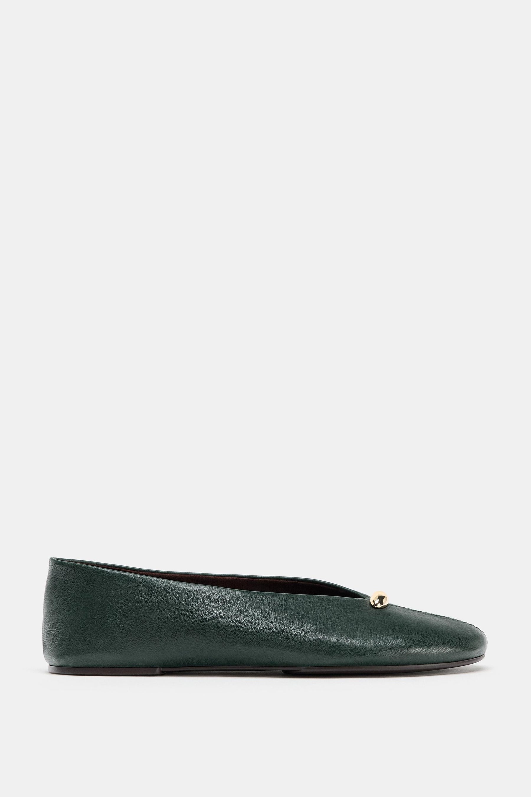 Leather Ballet Flats Appliqué