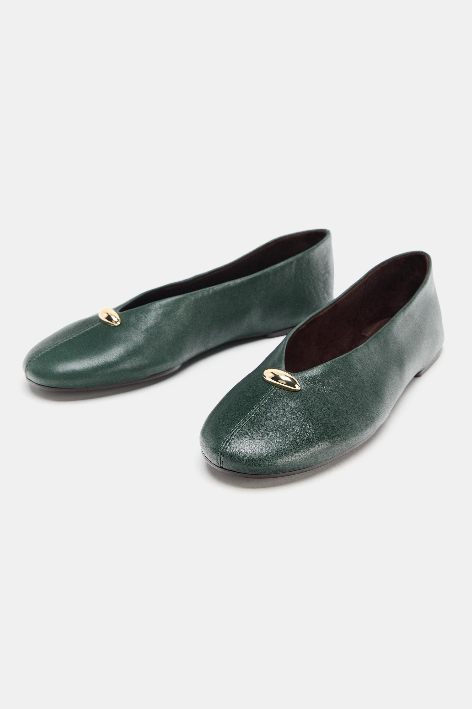Leather Ballet Flats Appliqué