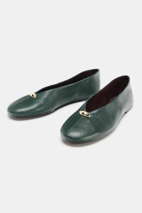 Leather Ballet Flats Appliqué