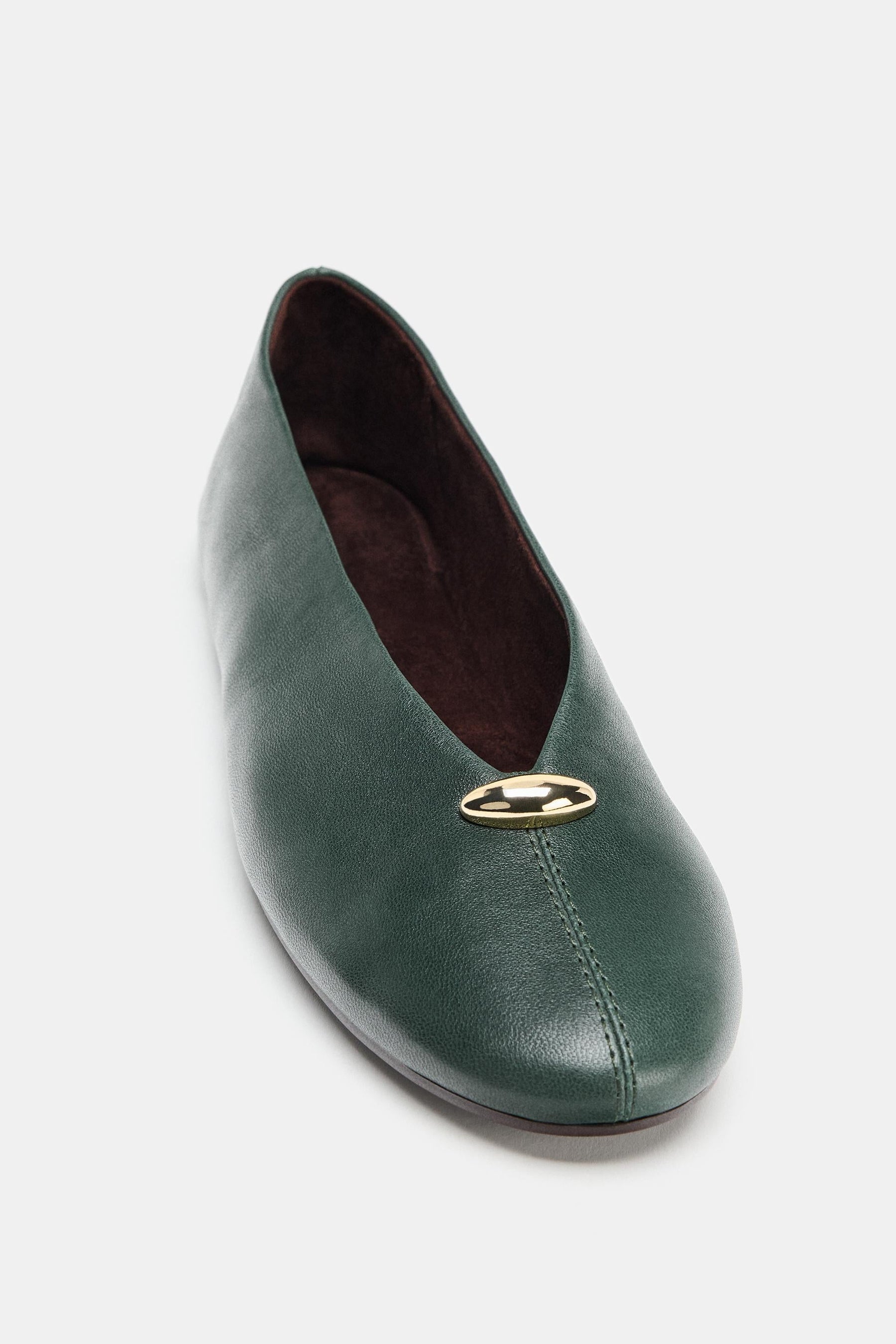 Leather Ballet Flats Appliqué