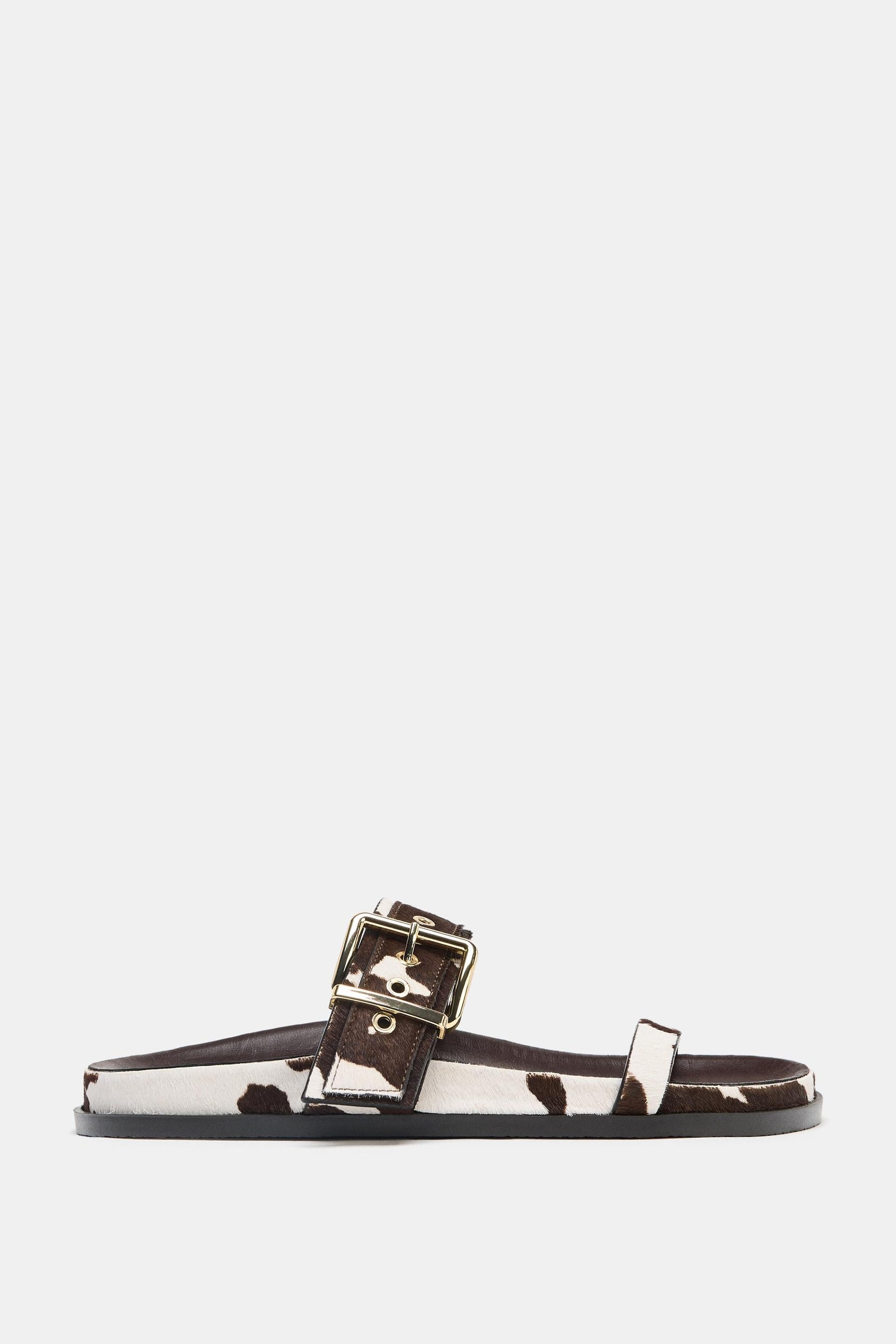 Animal Print Leather Sandals