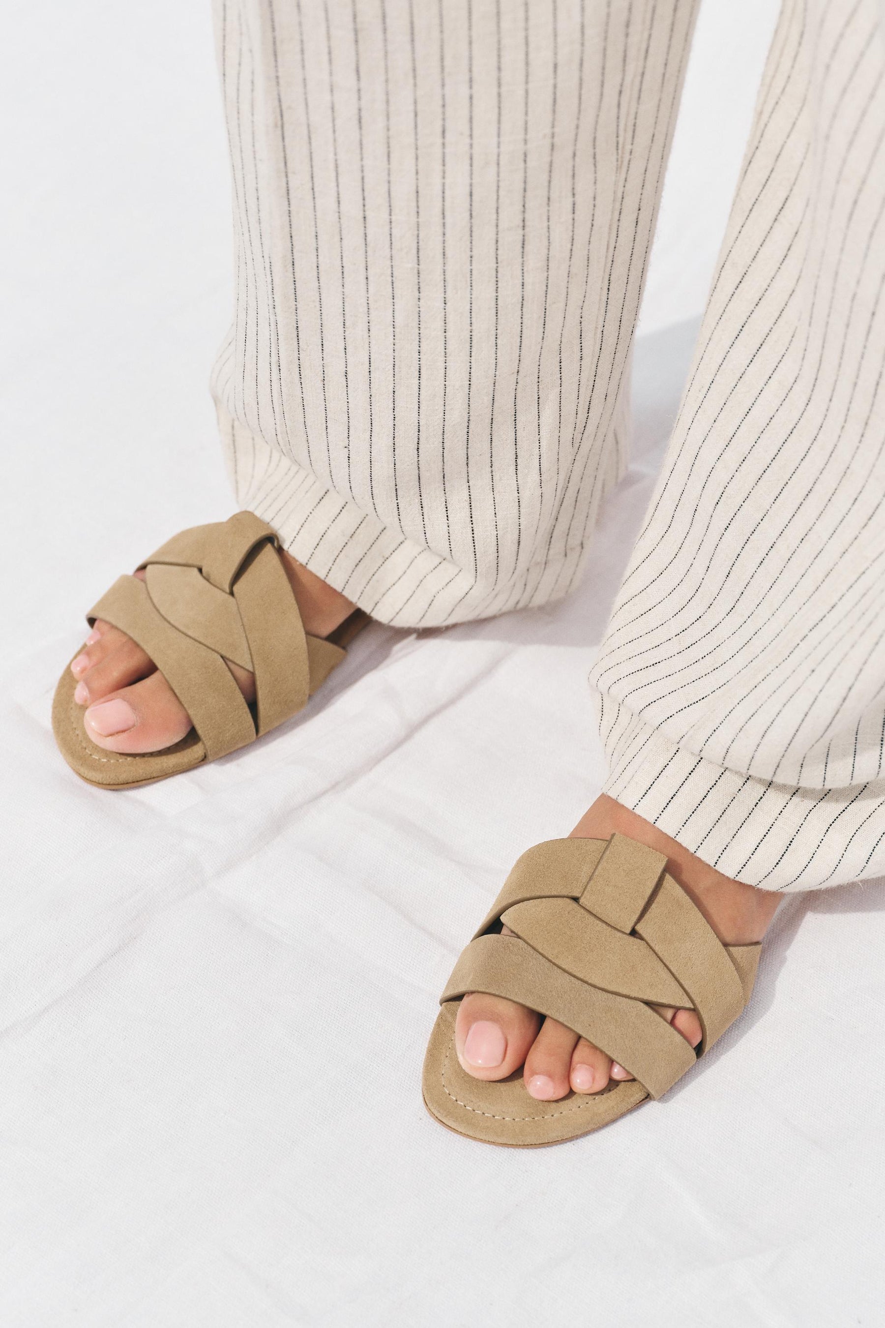Criss-Cross Suede Sandals