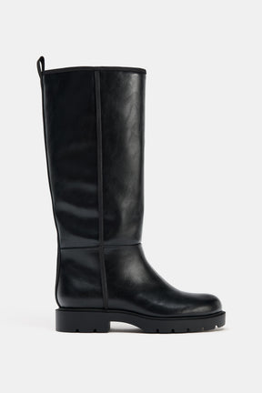 Topstitched Leather Boots
