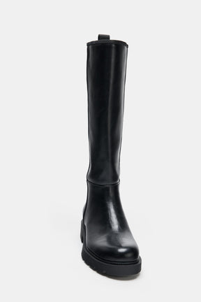 Topstitched Leather Boots