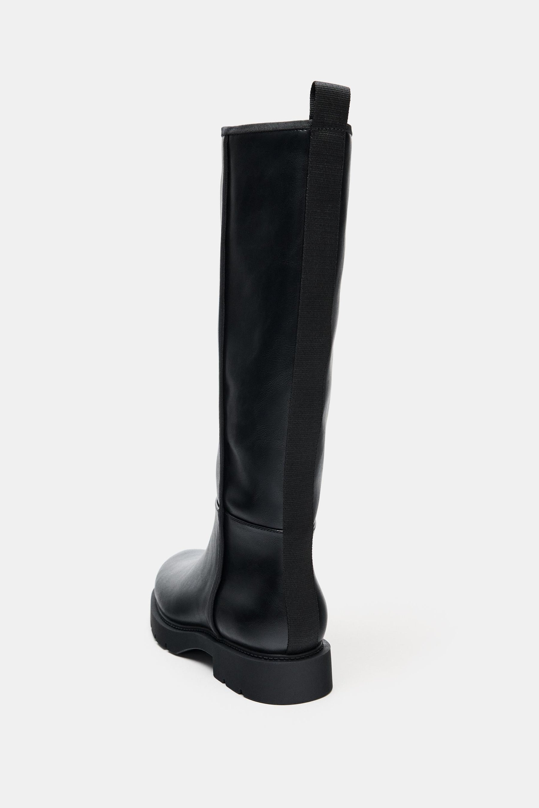 Topstitched Leather Boots