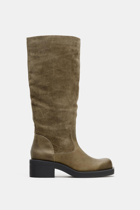 CONTRAST LEATHER BOOTS