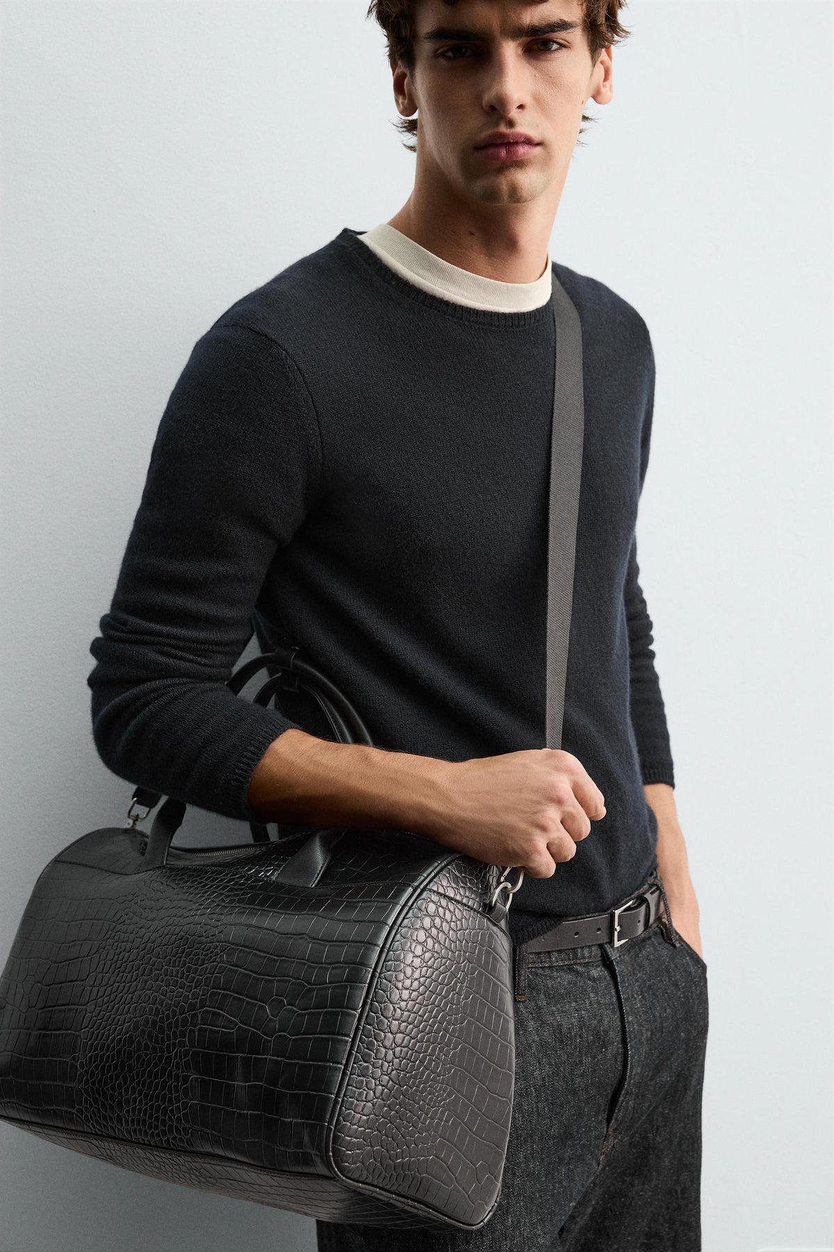 EMBOSSED MOCK CROC TRAVEL BAG