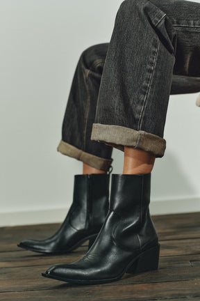 Leather Cowboy Ankle Boots