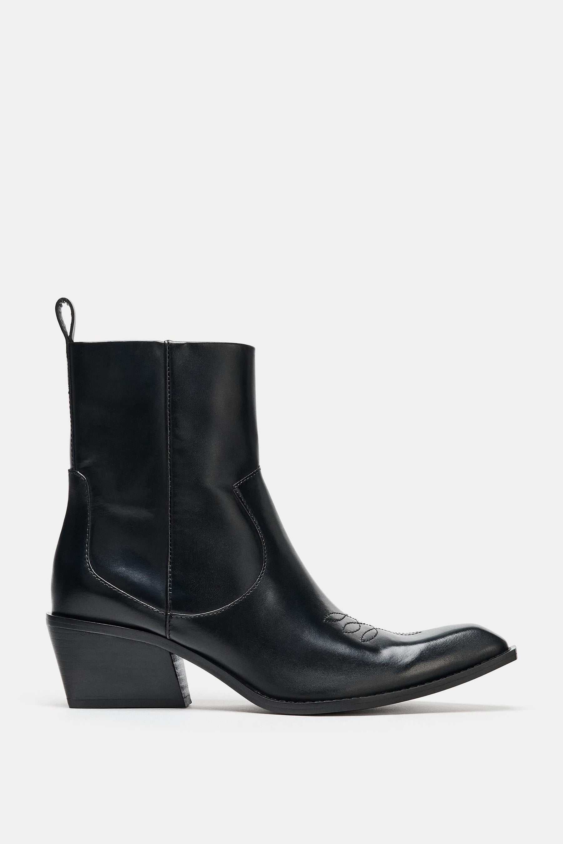 Leather Cowboy Ankle Boots