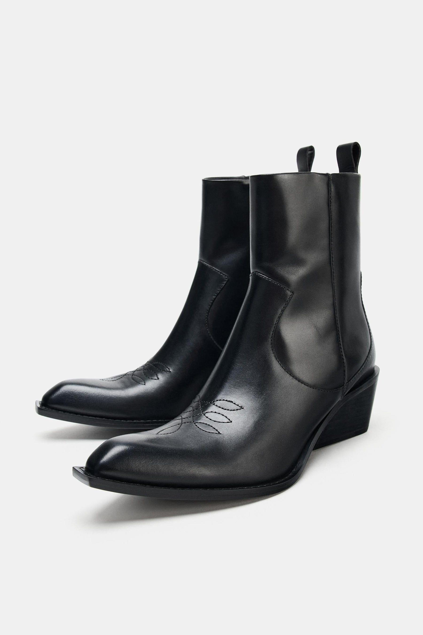 Leather Cowboy Ankle Boots