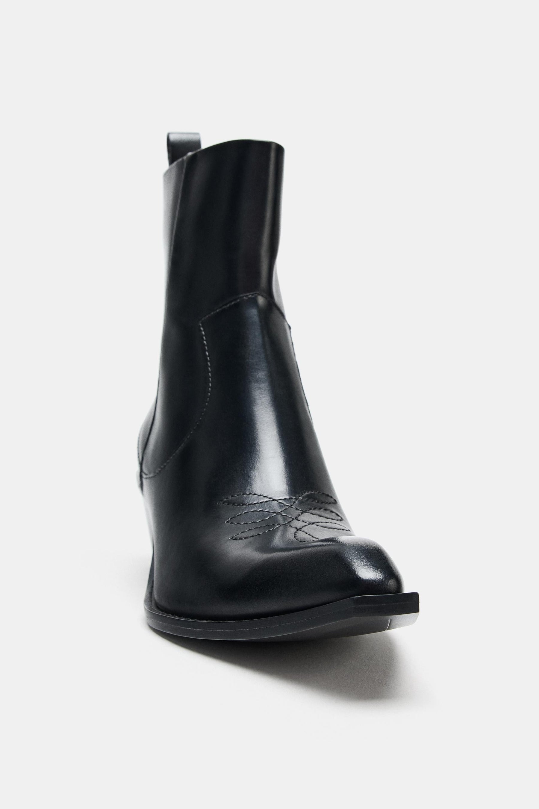 Leather Cowboy Ankle Boots