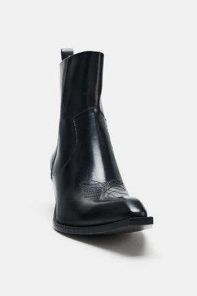 Leather Cowboy Ankle Boots