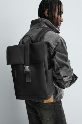 RUBBERISED BACKPACK WITH FLAP