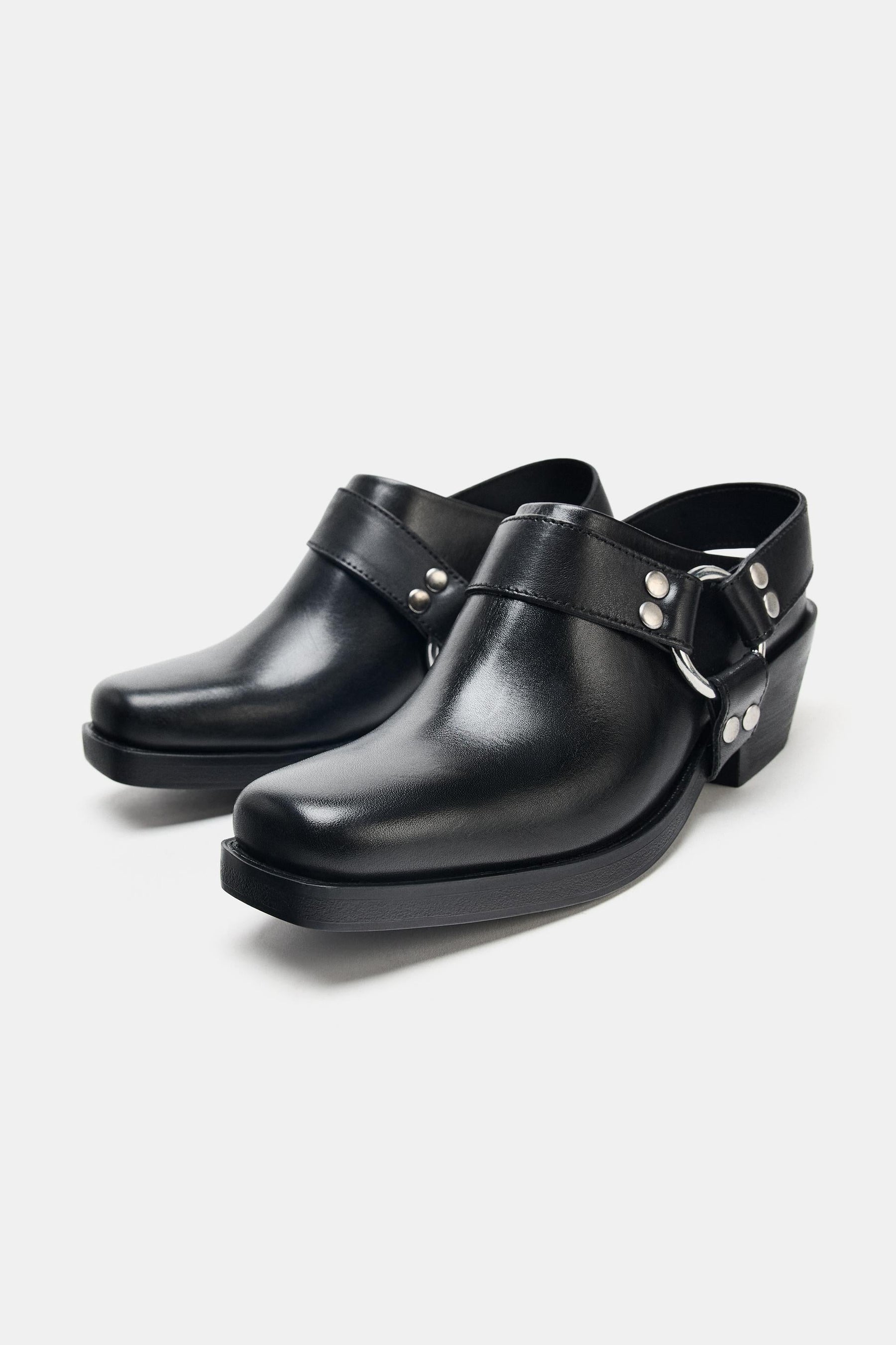 LEATHER BIKER CLOGS