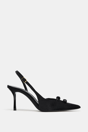 VELVET BOW HEELS