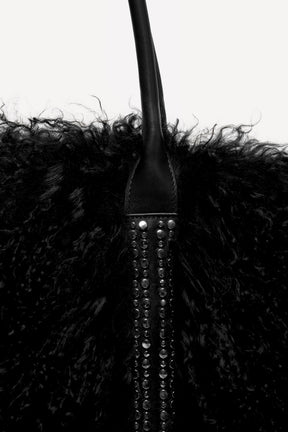 "LEATHER AND SHEEPSKIN SHOPPER BAG" - Image 3