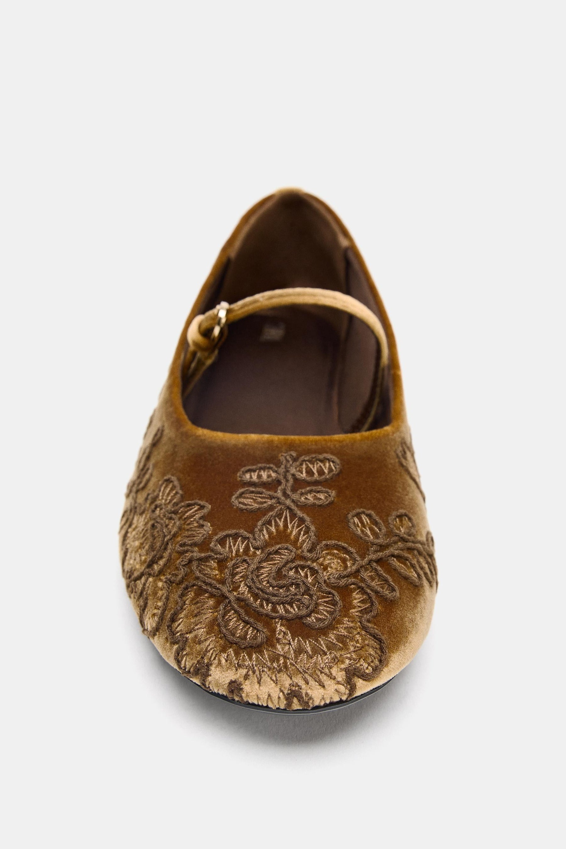 Embroidered Velvet Ballerinas