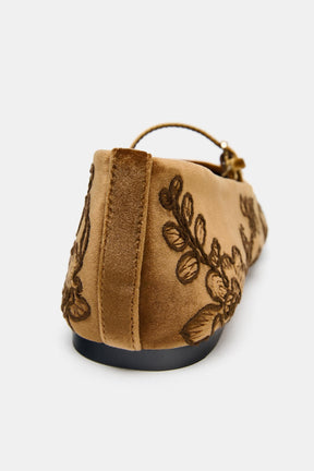 Embroidered Velvet Ballerinas