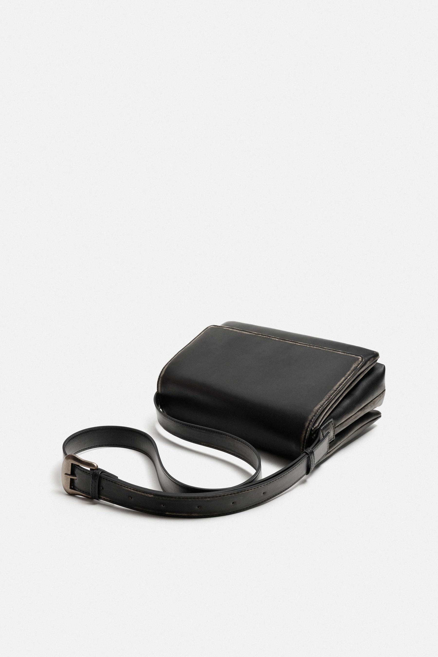 DISTRESSED-EFFECT FLAP CROSSBODY BAG