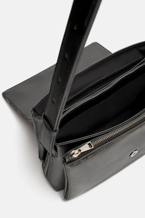 DISTRESSED-EFFECT FLAP CROSSBODY BAG