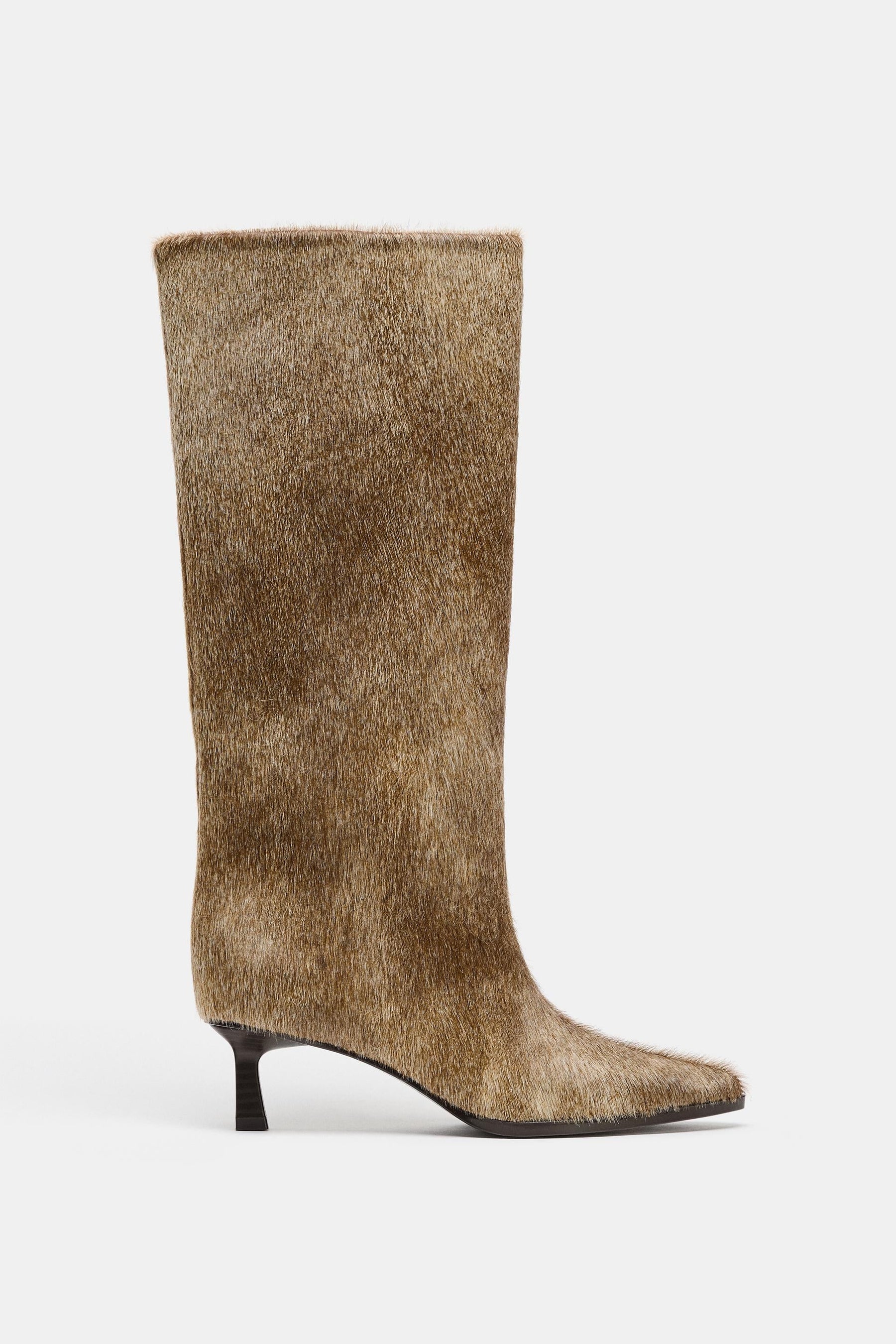 Leather kitten heel boots