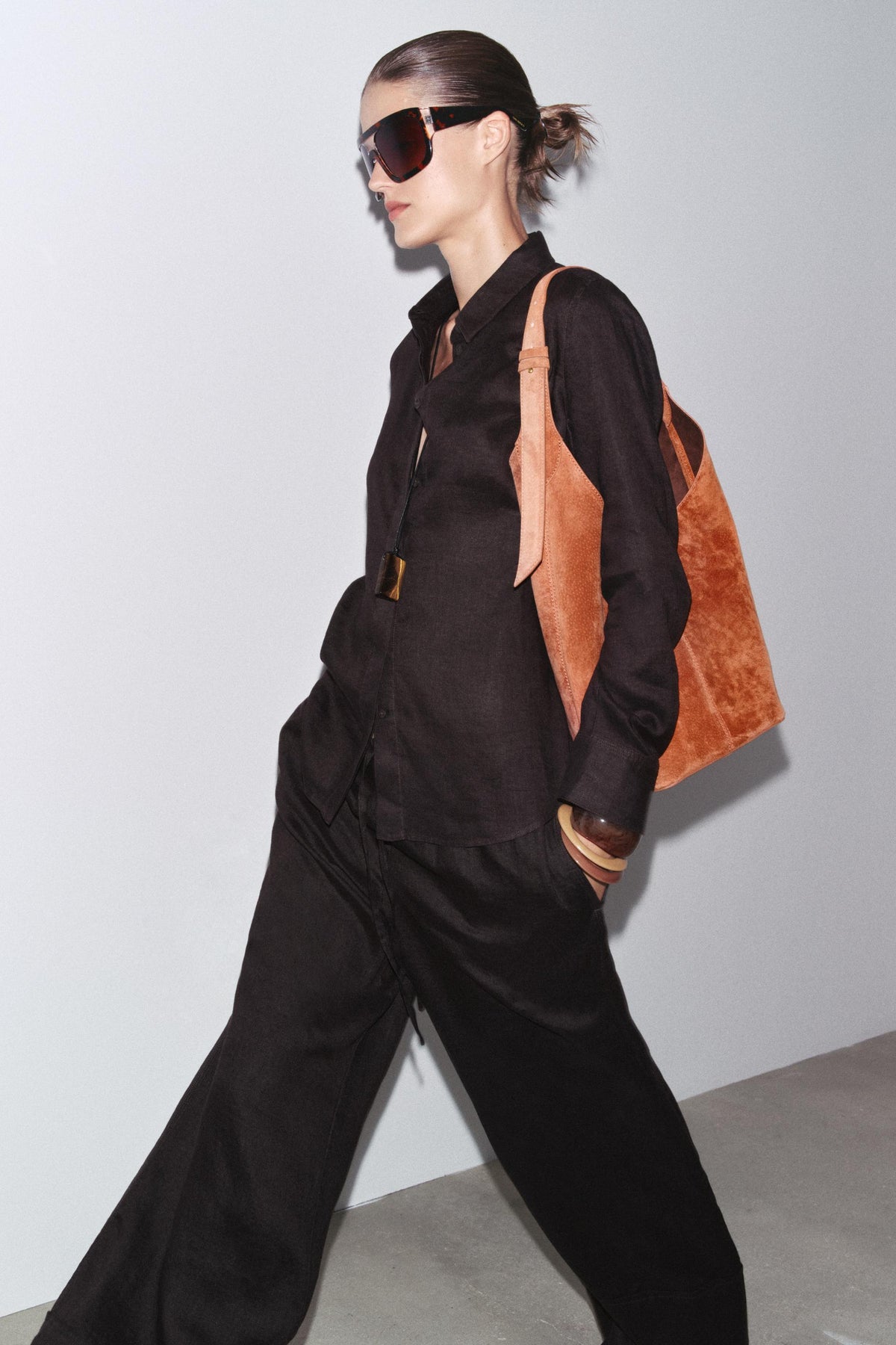 Suede Maxi Bucket Bag