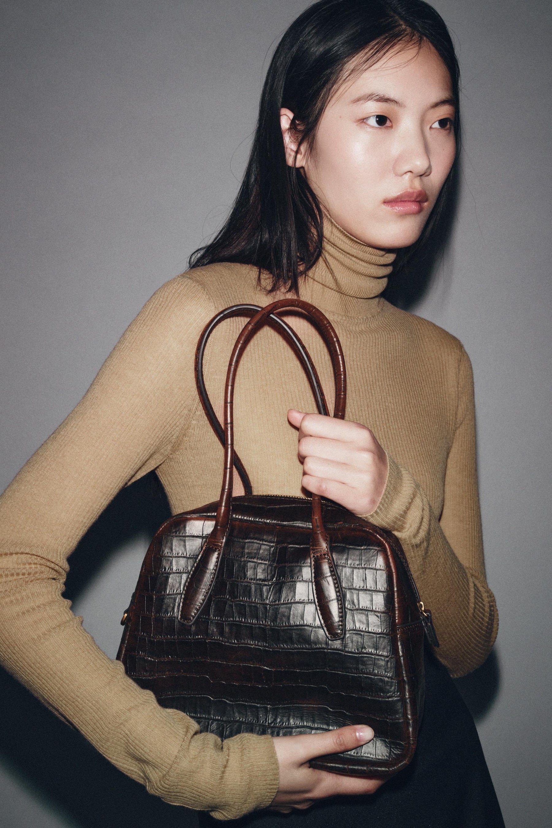 Embossed Leather Bowling Bag